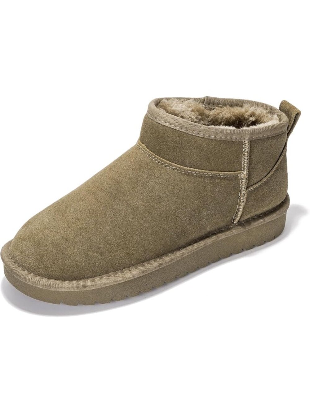 Women's Olive Round Toe Comfortable Memory Foam Insole Ankle Booties